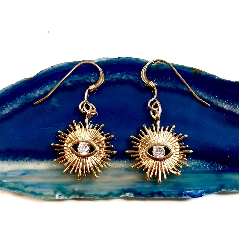 Evil Eye Earrings, Hamsa, Starburst, Protection - Picture 5 of 9